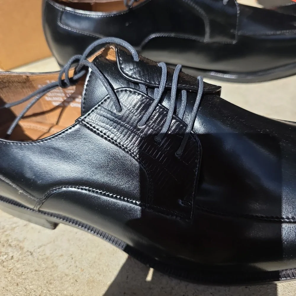 Botany 500 Shoes Mens Size 13‎ Black Leather Derby Lace Up Square Toe 48886-02